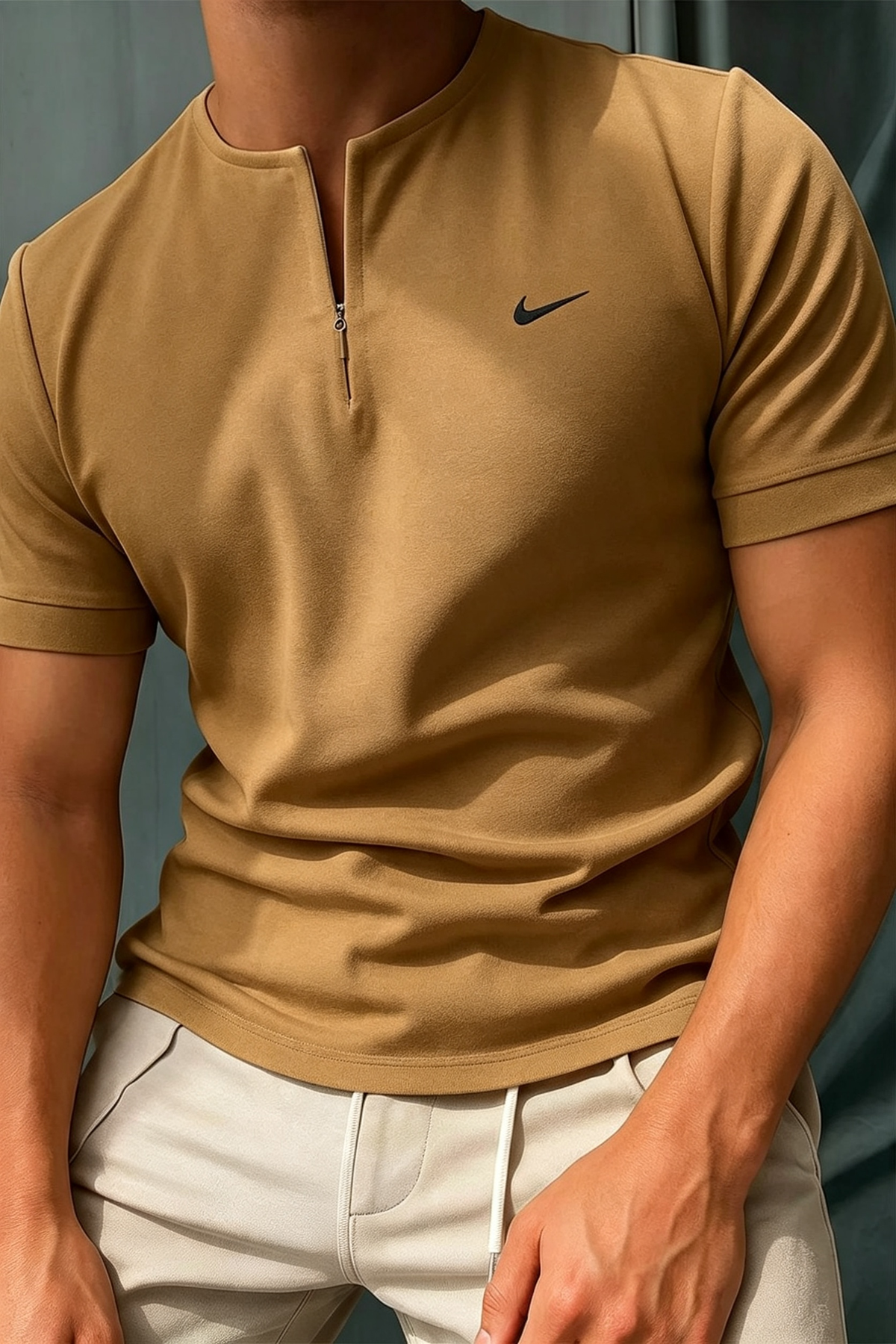 Bestseller! Men's Short Sleeve Henley T-Shirt with Zipper