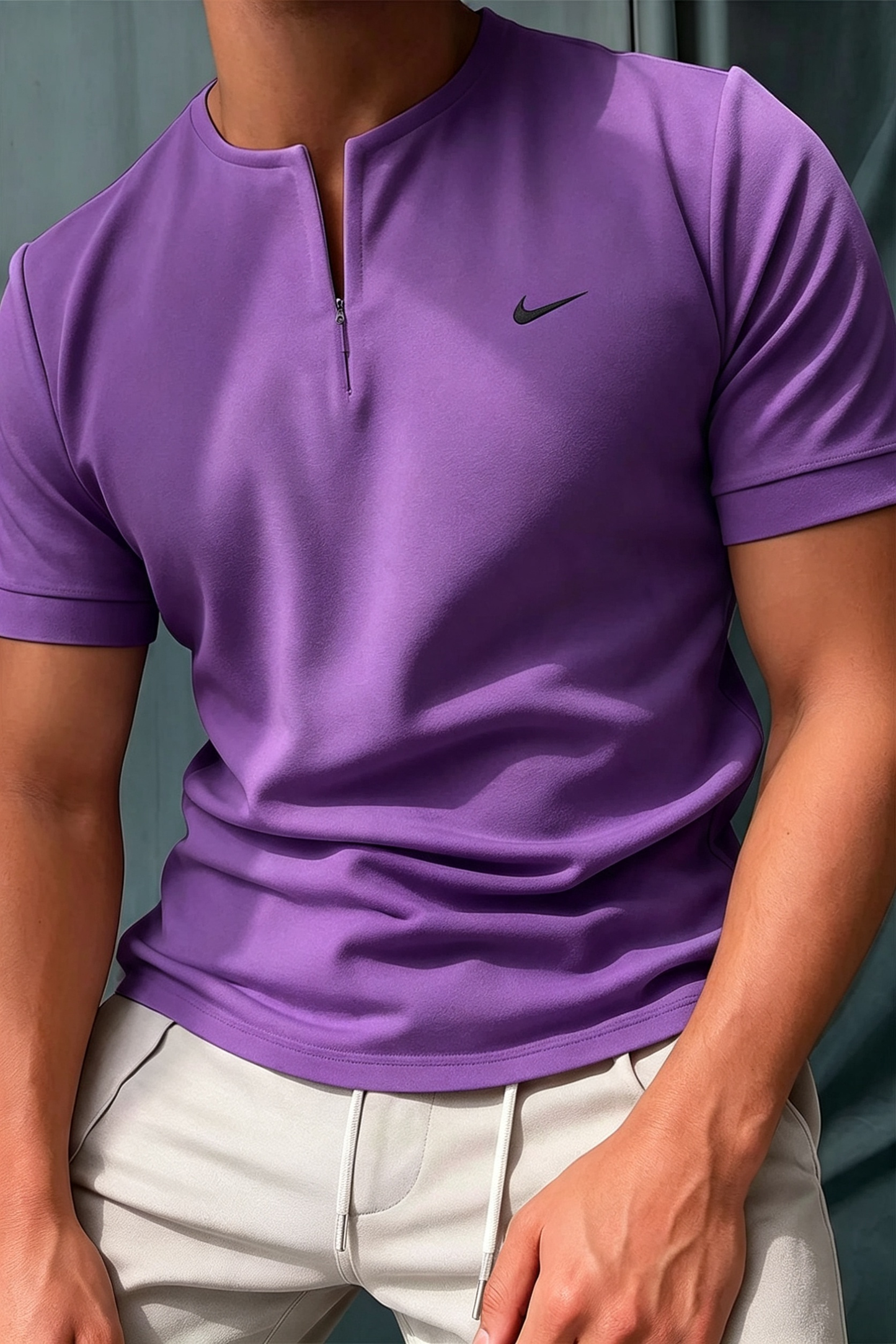 Bestseller! Men's Short Sleeve Henley T-Shirt with Zipper