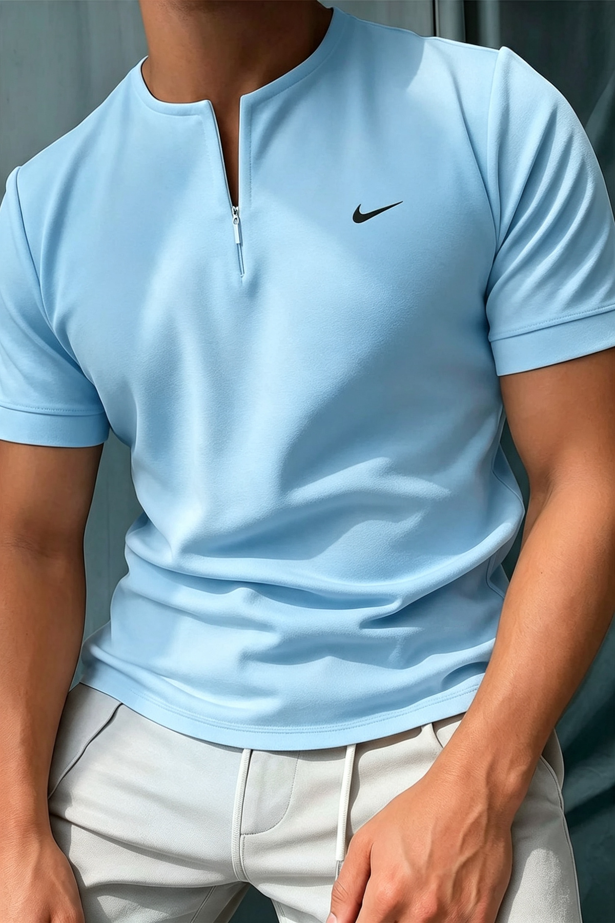 Bestseller! Men's Short Sleeve Henley T-Shirt with Zipper