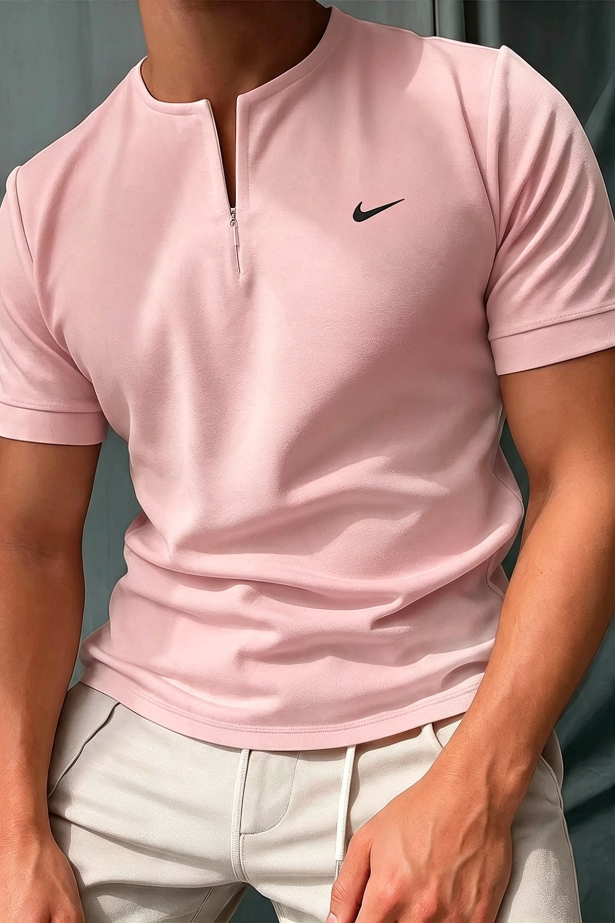 Bestseller! Men's Short Sleeve Henley T-Shirt with Zipper