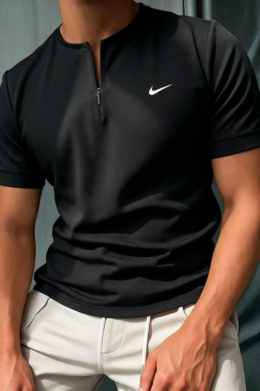 Bestseller! Men's Short Sleeve Henley T-Shirt with Zipper
