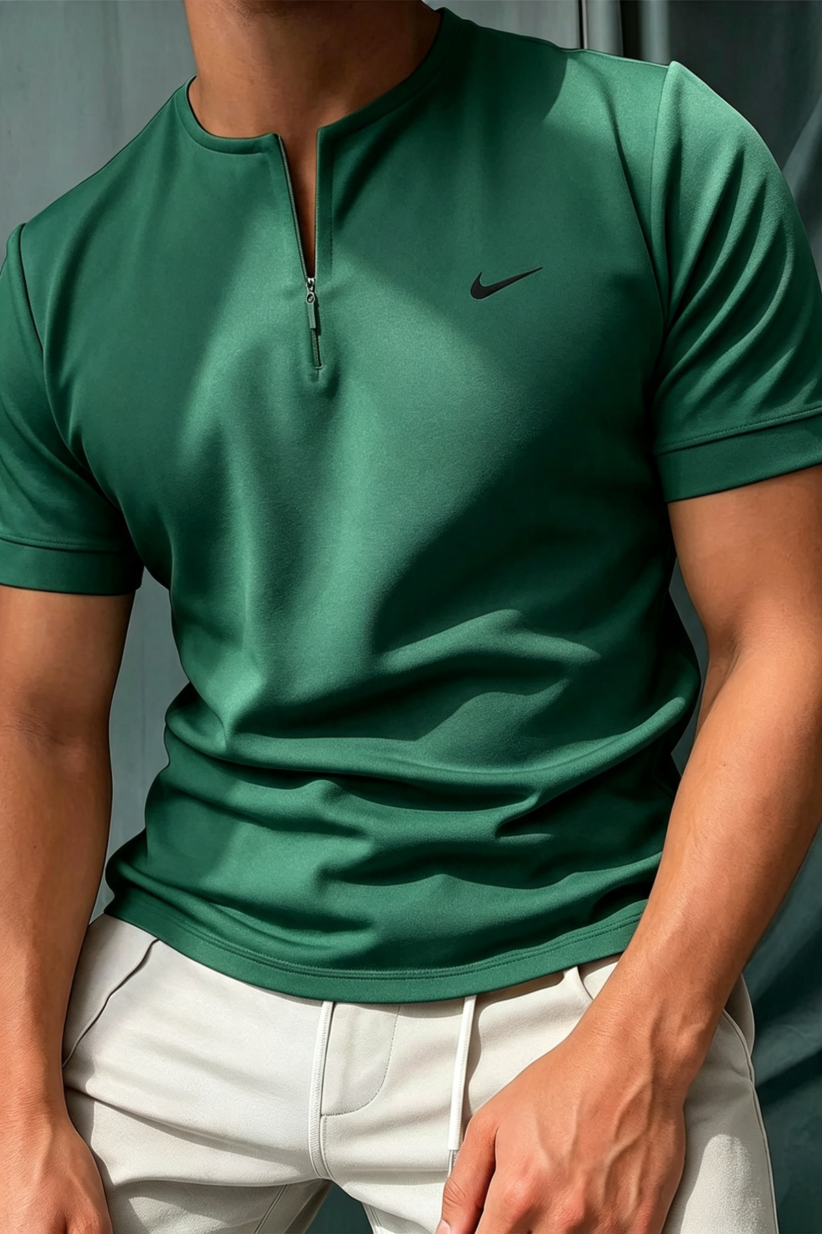 Bestseller! Men's Short Sleeve Henley T-Shirt with Zipper