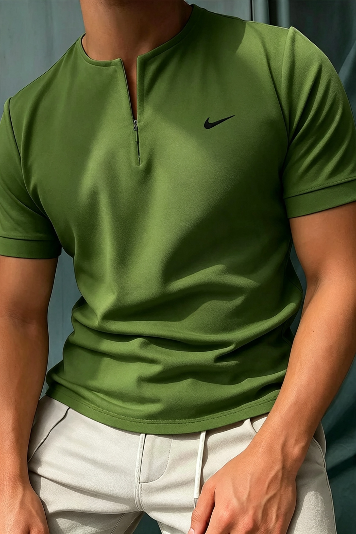 Bestseller! Men's Short Sleeve Henley T-Shirt with Zipper