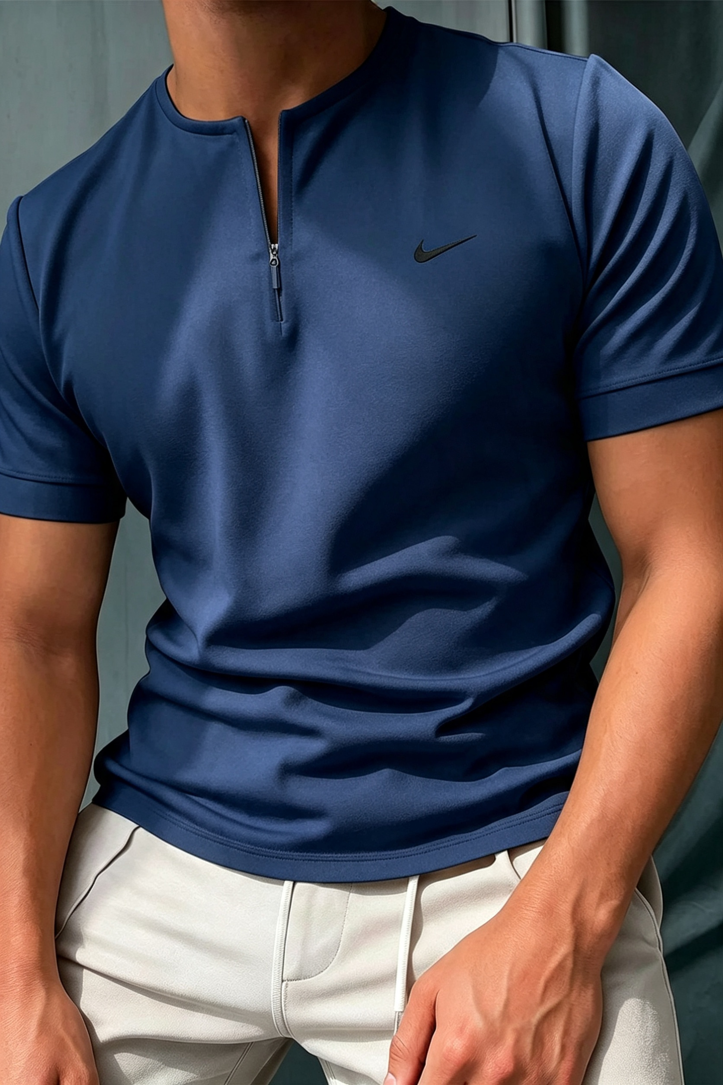 Bestseller! Men's Short Sleeve Henley T-Shirt with Zipper